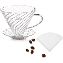 Bincoo Coffee Dripper,with 40 coffee filters Resuable Pour Over Coffee Maker With Handle, Slow Brewing Coffee Pour Over for Cafe, Travel, Home&Offices, 01 (Borosilicate Glass, 1-2 Cups(V01)