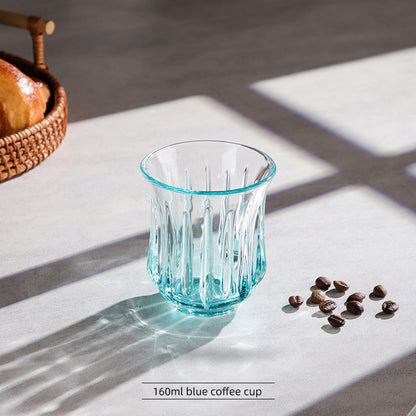 Hand-Painted Rainbow Vertical Relief Glass Tumbler | Bincoo Aesthetic Clear Textured Drinking Cup for Coffee, Whiskey & Cocktails