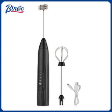 Bincoo Portable Dual Head Milk Frother  USB Rechargeable Stainless Steel Coffee Mixer with 3 Speeds for Smooth Latte Foam Coffee