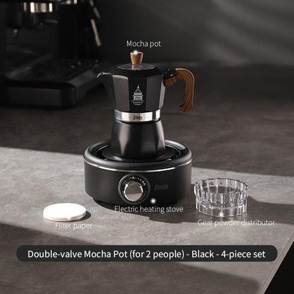 Bincoo Double Valve Moka Pot - High Pressure Stovetop Espresso Maker with Rich Crema, Food-Grade Aluminum, Italian Style Coffee Pot with Transparent Lid for Home Brewing