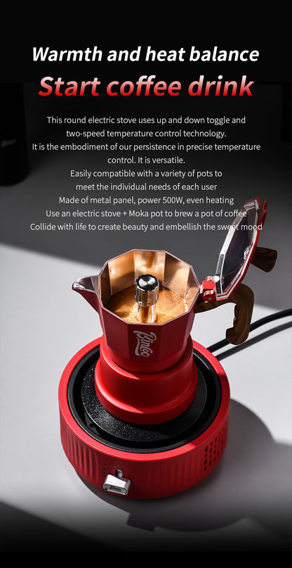 Bincoo 500W Mini Adjustable Electric Coffee Stove, Aluminum Heating Plate Coffee Hot Plate with Knob Temperature Control, Portable Small Electric Heater for Moka Pot, Syphon Siphon & Hand Drip Coffee Brewing