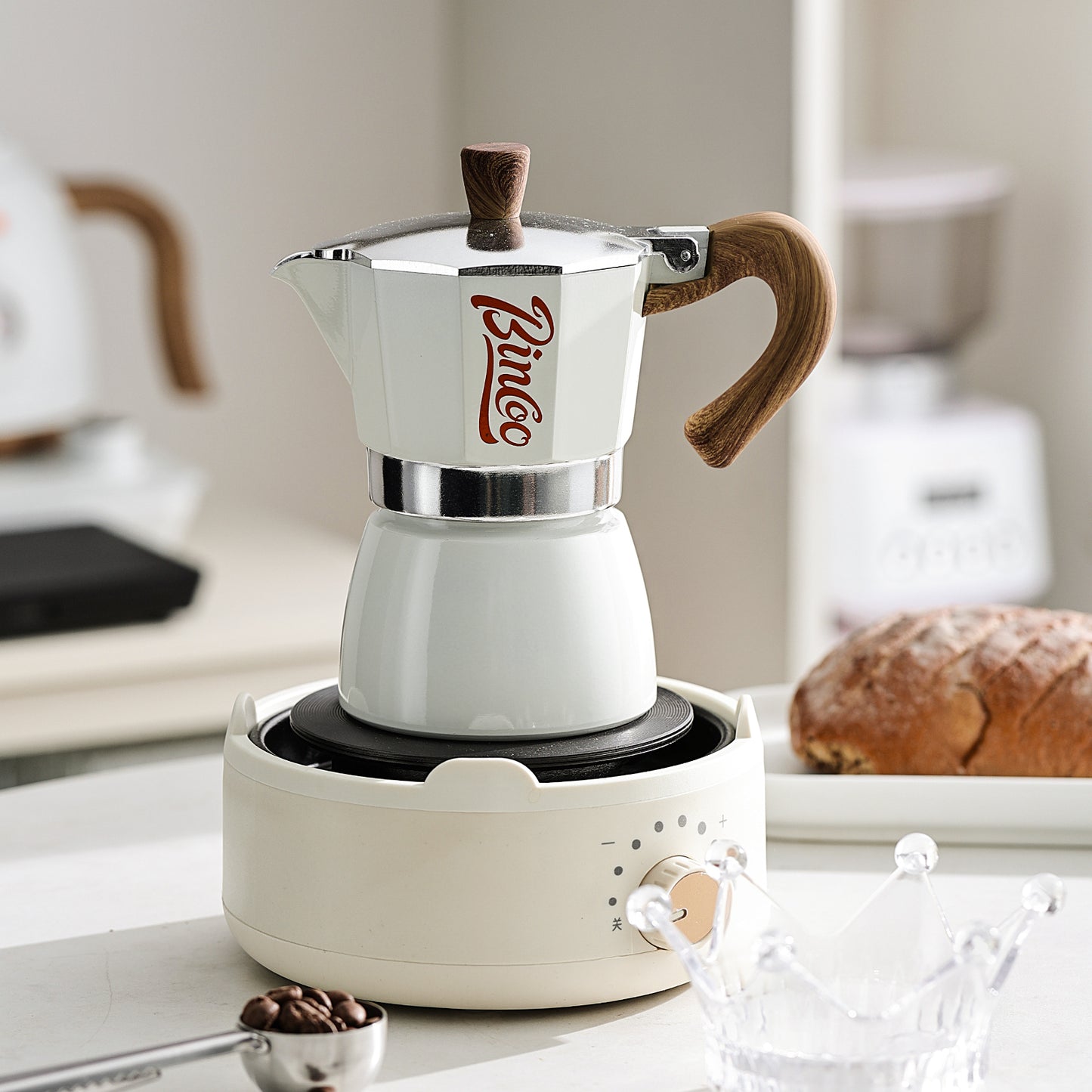 Bincoo Coffee Moka Pot, Single Valve Espresso Maker Brewed Coffee Italian Home Outdoor Kitchen Utensils Barista Accessories