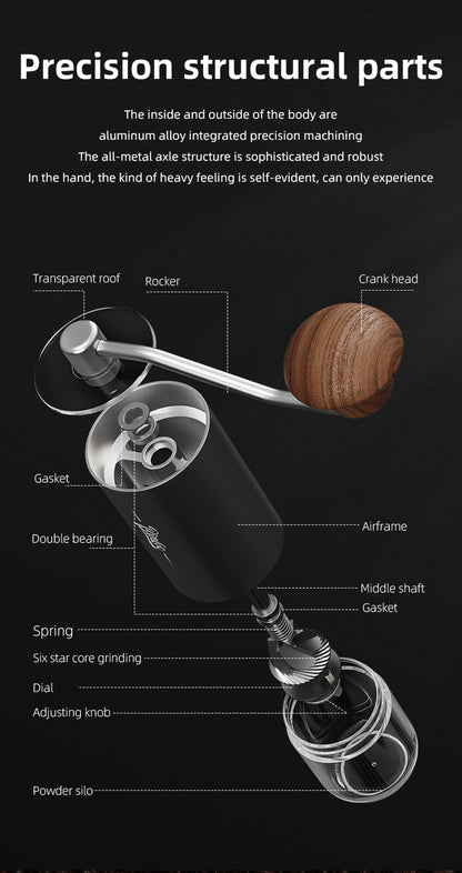SM04 Portable Manual Coffee Grinder, CNC 420 Steel Six-Star Conical Burr, 16 Adjustable Grind Settings