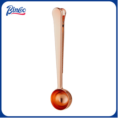 Bincoo Coffee Spoon with Clip 304 Stainless Steel Milk Coffee Powder Ice-cream Scoop Tea Coffee Measuring Spoon Kitchen Supply Powder Measuring Tools