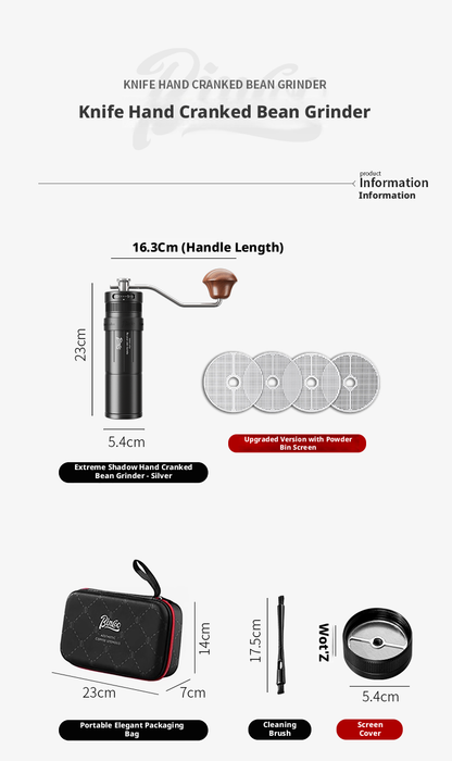 Bincoo SM20 Manual Coffee Grinder, 7-Star Steel Burr Portable Hand Coffee Bean Grinder with External Fine Adjustment