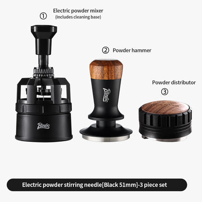 BINCOO Push Style Coffee WDT Distribution Needle, Adjustable Espresso Powder Stirrer with Brush Cleaning Base