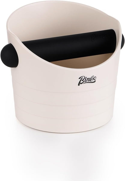 Bincoo GYKF2270 Square Coffee Knock Box 0.8L – ABS Espresso Knock Bin with Non-Slip Base, Wide 4.6" Slanted Opening & Detachable Silicone Knock Bar for Easy Cleaning and Quiet Use(Black square)