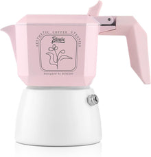 Pink Espresso Maker Stovetop, 2 Cups Moka Pot Italian Espresso Coffee Maker for Gas or Electric Ceramic Stovetop, 120ml Italian Coffee Maker for Cappuccino or Latte (Pink)