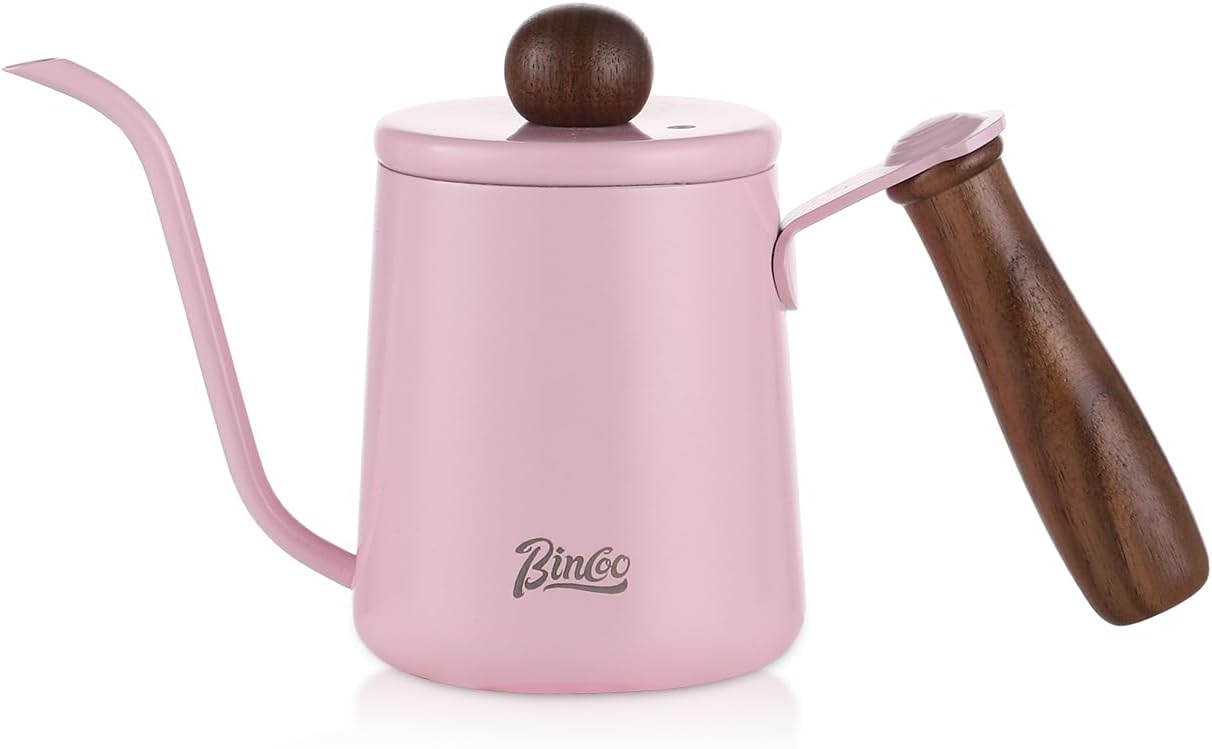 Pink Pour Over Coffee Kettle - 600ML/20oz Stainless Steel Coffee Server Coffee Maker, Hand Drip Coffee Pot with Long Narrow Drip Spout, Flow Spout Design for Drip Coffee