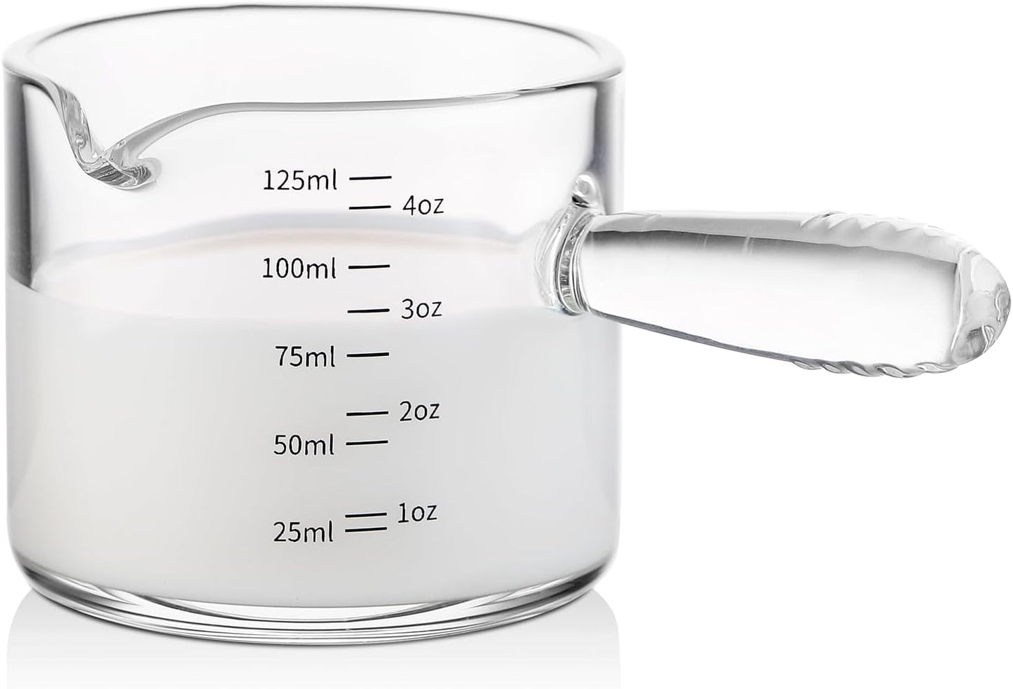 Espresso Shot Glass 2 Pack - 150ML Espresso Cups with Handle and Dual-Scale, Espresso Shot Glass with V-Shaped Mouth, 5oz Espresso Glass Measuring Cup Perfect for Espresso Shots and Milk Froth
