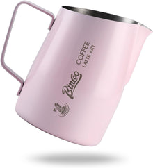 Milk Frothing Pitcher with Sharp Spout & Angled Rim – Precision latte art pitcher for Fine Lines & Intricate Patterns – 18/8 Stainless Steel Milk Steamer Cup for Cappucci