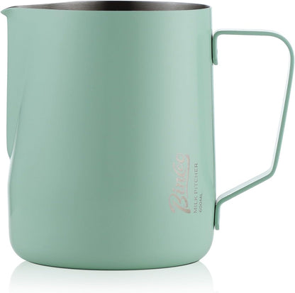 Milk Frothing Pitcher - 350ml/12oz Milk Frother Cup Espresso Steaming Pitcher for Barista, Bincoo SUS304 Stainless Steel Espresso Steaming Pitchers for Latte Art/Cappuccino/Coffee (Black-350ml)