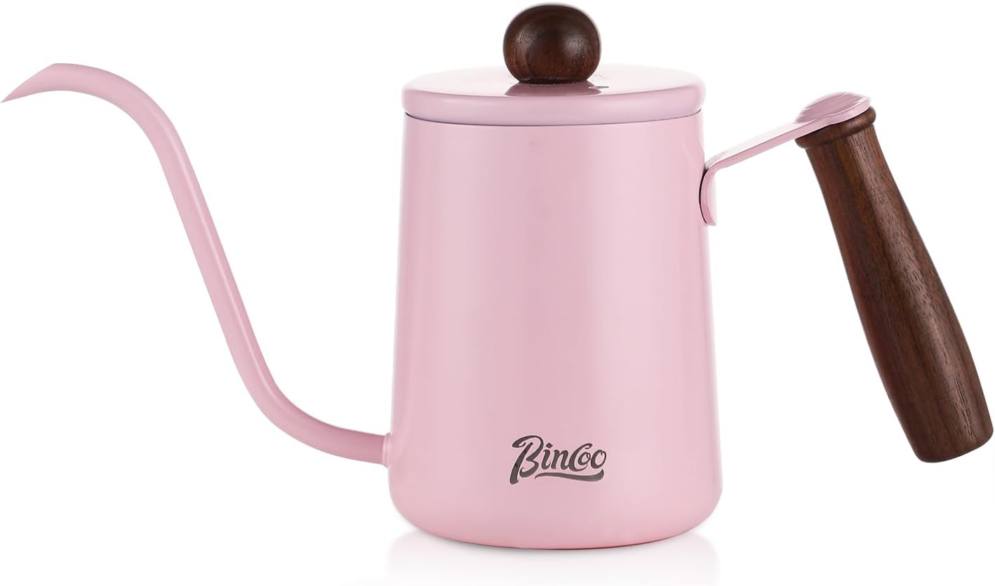 Pink Pour Over Coffee Kettle - 600ML/20oz Stainless Steel Coffee Server Coffee Maker, Hand Drip Coffee Pot with Long Narrow Drip Spout, Flow Spout Design for Drip Coffee