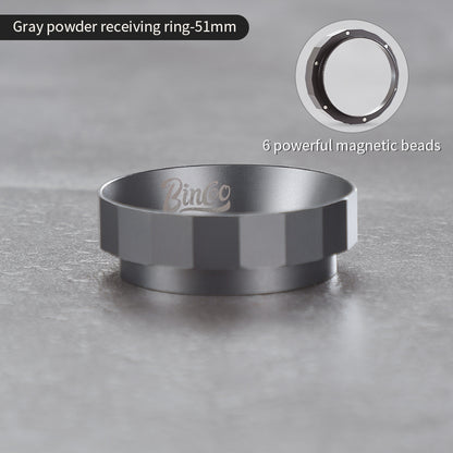 Bincoo Polygonal Magnetic Coffee Dosing Ring - Anti-Splashing Espresso Powder Funnel, Universal Fit for 51/58mm Portafilters, Aluminum Alloy Construction