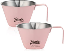 Pink Espresso Measuring Cup with Handle - 2 Pack Stainless Steel Espresso Pouring Cup with Double Spout,100ML Espresso Shot Cup for Coffee Bean,Tomato,Sauce,Milk