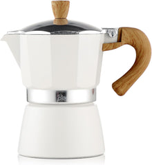 Bincoo Espresso Maker Stovetop,Camping Moka Pot 2 Cup/120ML,Stove Top Espresso Italian Coffee Maker,Easy to Use (White)