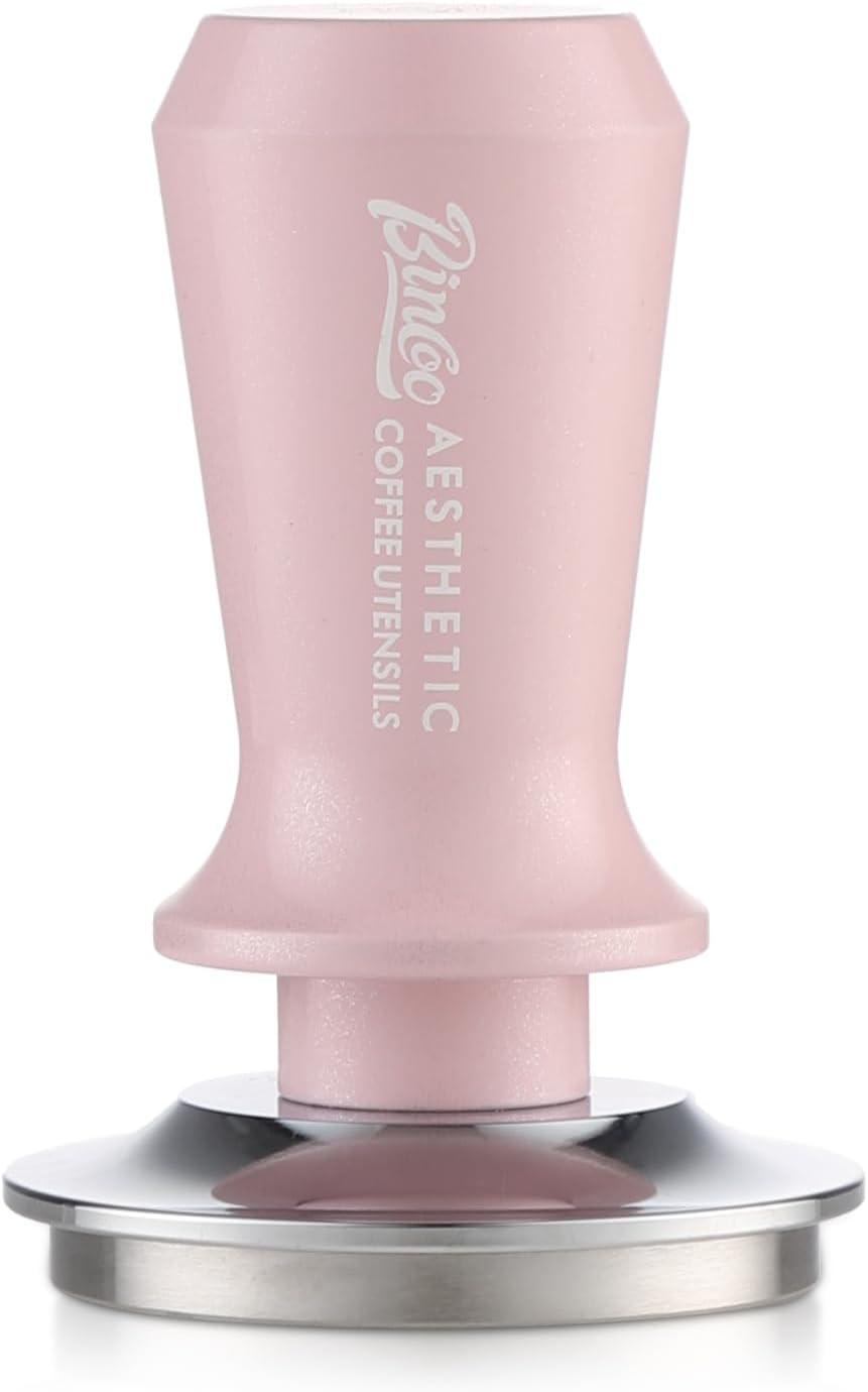 Coffee Tamper 58mm - Bincoo Green Romantic Espresso Coffee Tamper with Calibrated Spring Loaded, 100% Flat Stainless Steel Base, Espresso Accessories, Adjustable Depth.