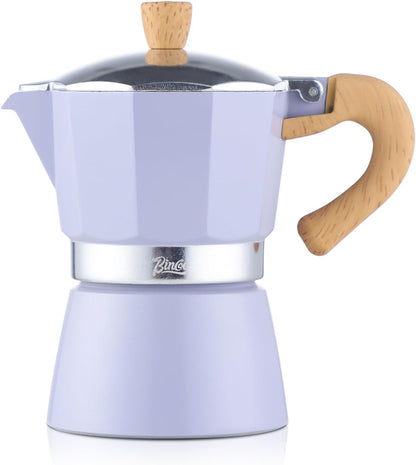 Bincoo Espresso Maker Stovetop,Camping Moka Pot 2 Cup/120ML,Stove Top Espresso Italian Coffee Maker,Easy to Use (White)