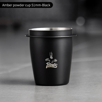 Bincoo 51/58mm Coffee Dosing Cup - Food-Grade Stainless Steel Espresso Powder Receiver, Multi-Use Coffee Porter for Weighing Beans & Catching Grounds, Black