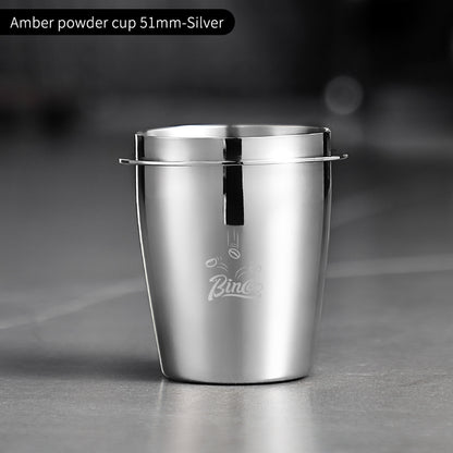 Bincoo 51/58mm Coffee Dosing Cup - Food-Grade Stainless Steel Espresso Powder Receiver, Multi-Use Coffee Porter for Weighing Beans & Catching Grounds, Black