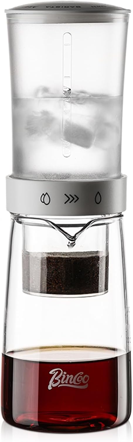 Bincoo GYKF2195 Cold Brew Coffee Maker 450ml-Bincoo High Borosilicate Glass Ice Drip Coffee Brewer,Adjustable Dual-Outlet Drip Speed, Constant Pressure Brewing