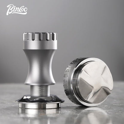Bincoo GYKF0820 Espresso Tamper 58mm-Consistent Pressure Coffee Tamper for Barista Home,Adjustable Depth,Stainless Steel Base Tamper Espresso Tool Fits 58mm Portafilters(Grey 58mm)