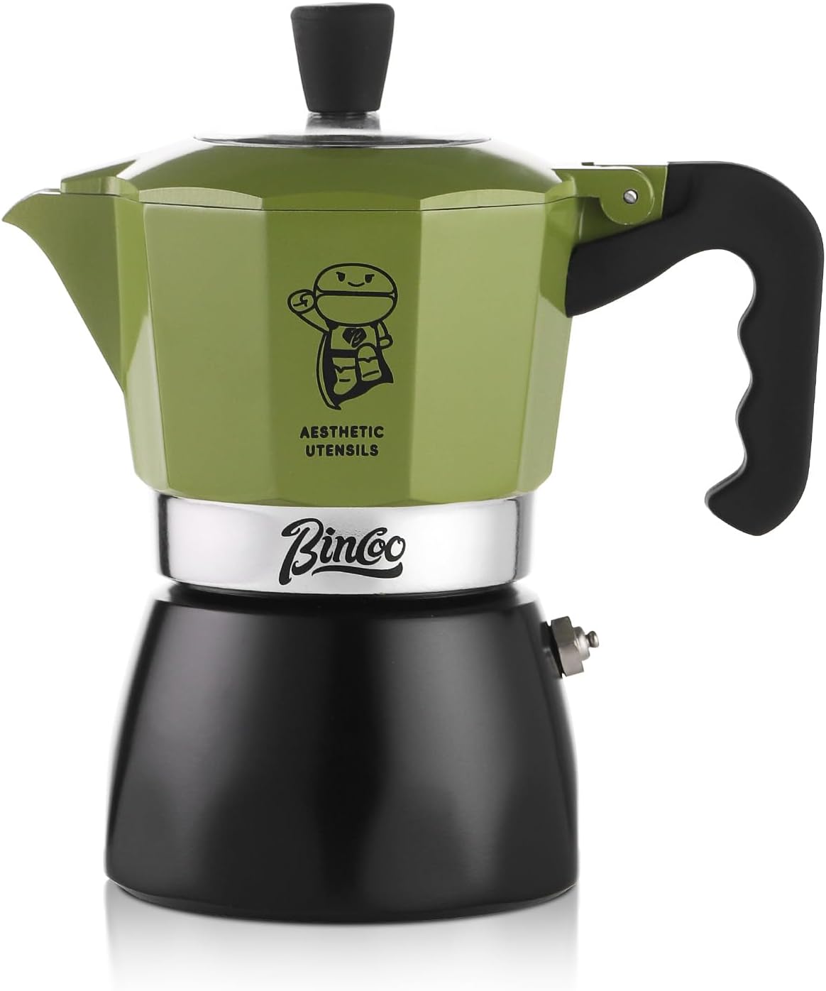 Upgraded Moka Pot with Double Valves - 2X Richer Crema, Stronger Pressure Than Single Valve - Stovetop Espresso Maker for Rich Italian Coffee, 2 Espresso Cup (Blackgreen)