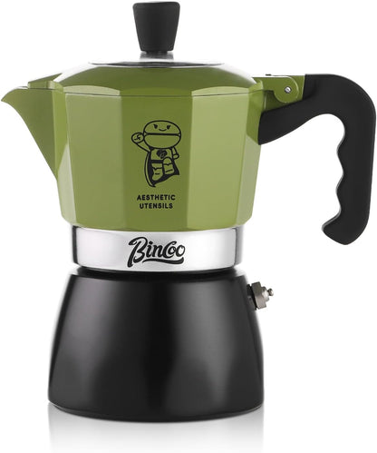 Upgraded Moka Pot with Double Valves - 2X Richer Crema, Stronger Pressure Than Single Valve - Stovetop Espresso Maker for Rich Italian Coffee, 2 Espresso Cup (Blackgreen)
