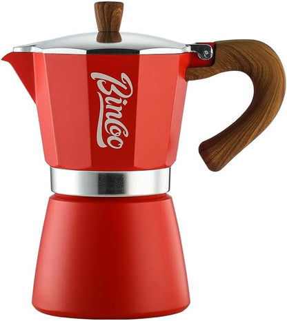 Bincoo Espresso Maker Stovetop, Moka Pot 6 Cups, Espresso Pot Classic Italian Coffee Maker,Single Safety Valve (White, 6 Cup)