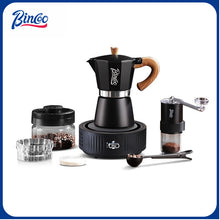 BINCOO Single-Valve Moka Pot Set Coffee Maker Home Coffee Machine with Electric Stove Set Coffee Bean Grinder Set 3Cups/6Cups