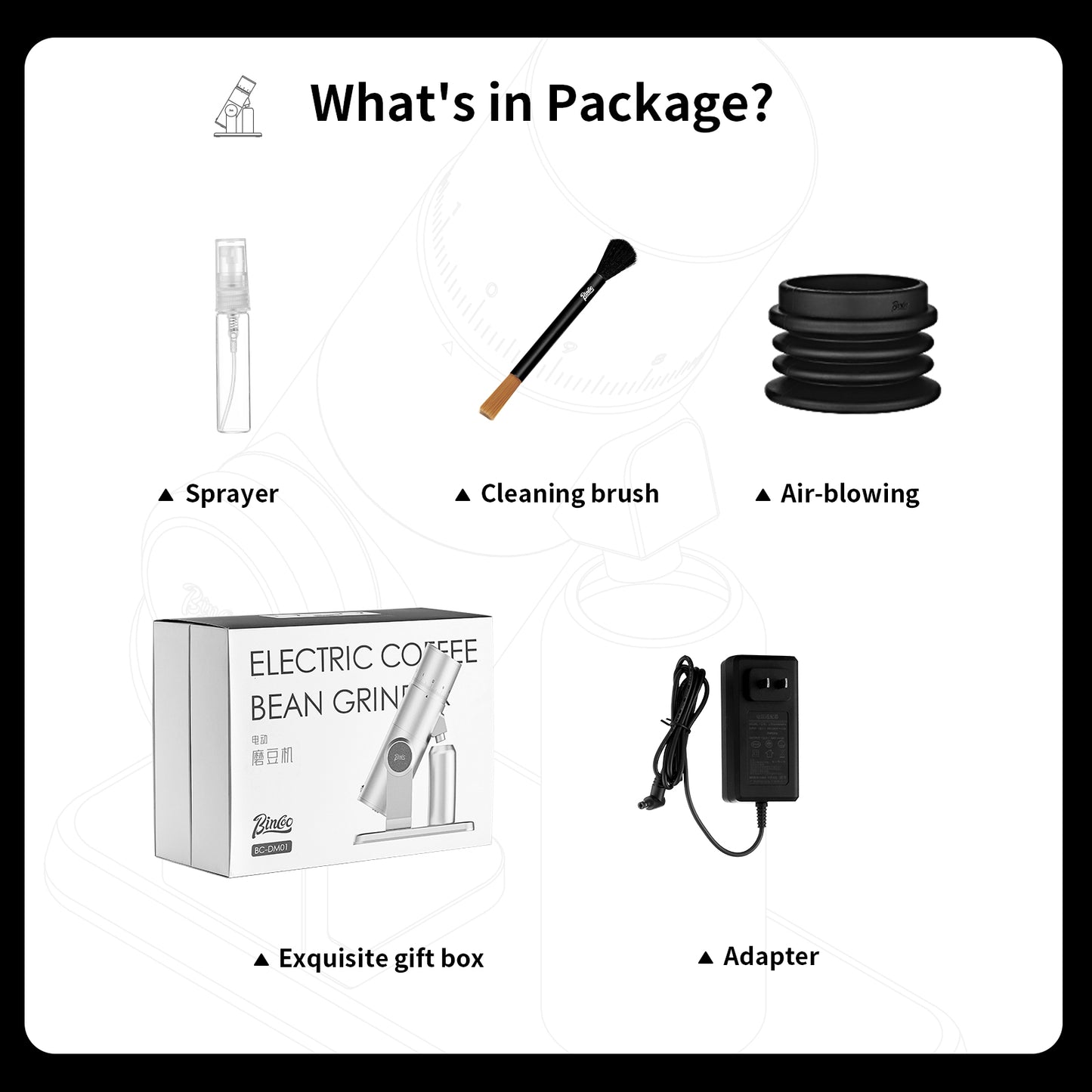 BINCOO BC-DM01 Professional Barista Electric Coffee Bean Grinder Aluminum Alloy Fuselage Titanium Conical Burr Commercial Household Tool