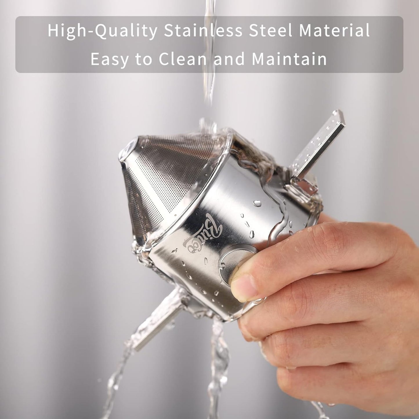 Bincoo GYKF0539 Pour Over Coffee Dripper, Portable Stainless Steel Reusable Coffee Filter, Mini Collapsible Paperless Single Serve 1-2 Cup Coffee Dripper Cup Easy To Clean For Travel Camping Offices