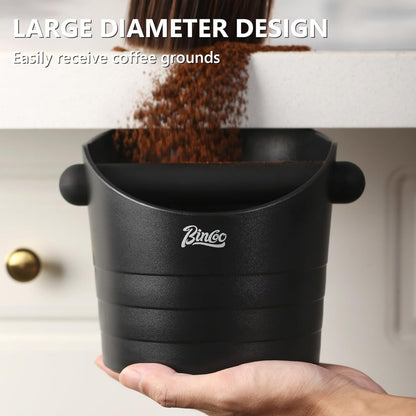 Bincoo Coffee Knock Box 6.8 Inch Shock-Coffee Ground Knock Box 1.2L with Removable Knock Bar and Non-Slip Base,Espresso Accessories Suitable for Home & Bar(White)