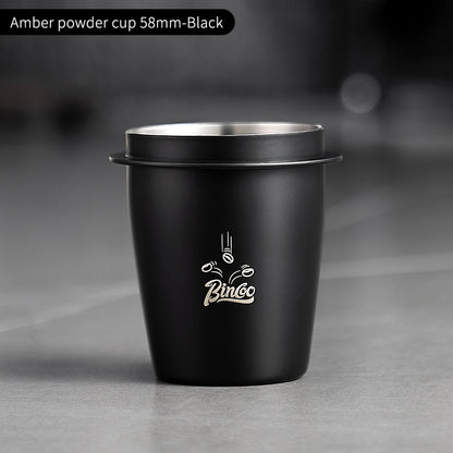 Bincoo 51/58mm Coffee Dosing Cup - Food-Grade Stainless Steel Espresso Powder Receiver, Multi-Use Coffee Porter for Weighing Beans & Catching Grounds, Black