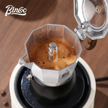Bincoo Double Valve Moka Pot - High Pressure Stovetop Espresso Maker with Rich Crema, Transparent Lid, Food-Grade Aluminum, Italian Style Coffee Pot for Home Brewing