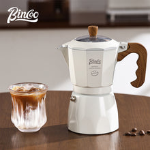 Bincoo Double Valve Moka Pot - Stovetop Espresso Maker with Rich Crema, Italian Style Coffee Pot with Imitation Wood Handle, Food-Grade Aluminum for Home Brewing