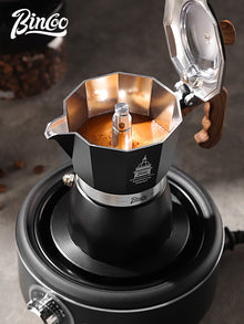Bincoo Double Valve Moka Pot - High Pressure Stovetop Espresso Maker with Rich Crema, Food-Grade Aluminum, Italian Style Coffee Pot with Transparent Lid for Home Brewing