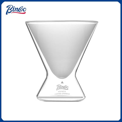 Bincoo Double Wall Insulated Hourglass Glass Coffee Cup Thermal Resistant Anti Scalding Handled Mug for Hot Drinks Tea and Milk