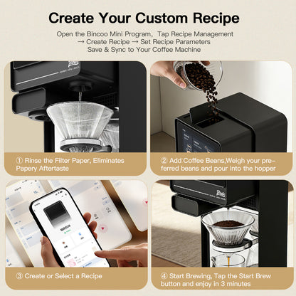 Bincoo Automatic Pour Over Coffee Machine for Home and Office,Touch Screen Control, Customizable Brewing Stages, Professional Barista-Quality Coffee Maker
