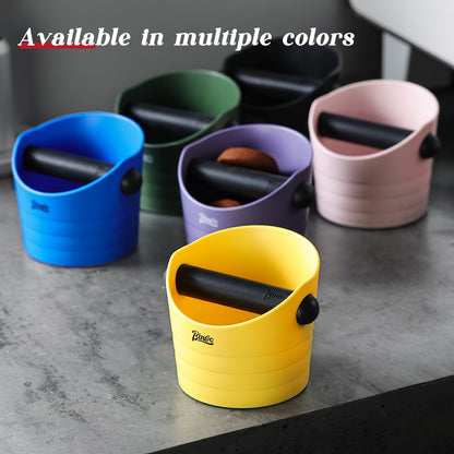 Bincoo Small Espresso Knock Box, 0.5L Coffee Ground Knock Box,Blue Espresso Puck Knock Box with Removable Knock Bar and Non-Slip Base