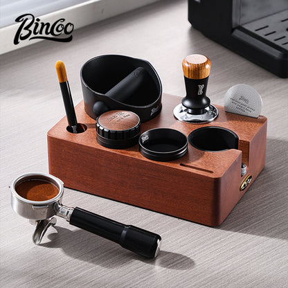 Bincoo GYKF2032 Solid Wood Multi-Functional Tamping Station,Stand Only, No Coffee Accessories