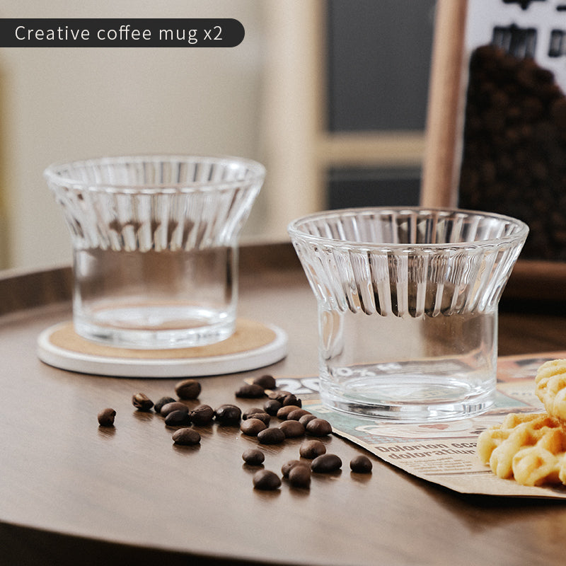 BINCOO GYKF0749 Glass Coffee Cup Latte Flower Cup for Household and Office 210ML