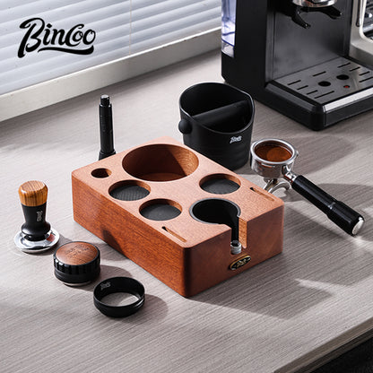 Bincoo GYKF2032 Solid Wood Multi-Functional Tamping Station,Stand Only, No Coffee Accessories