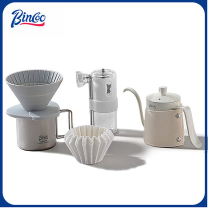 BINCOO Collapsible Silicone Dripper Pour‑Over Coffee Pot Set with Portable Manual Coffee Grinder, Outdoor Camping Gear