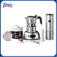 BINCOO 316 Stainless Steel Three-Valve Moka Pot with Cloth Powder Distributor Dual-Valve Espresso Machine Home & Outdoor Coffee Maker 2Cups