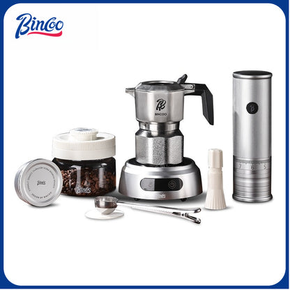 BINCOO 316 Stainless Steel Three-Valve Moka Pot with Cloth Powder Distributor Dual-Valve Espresso Machine Home & Outdoor Coffee Maker 2Cups