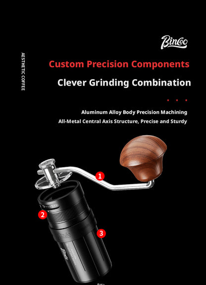 Bincoo SM20 Manual Coffee Grinder, 7-Star Steel Burr Portable Hand Coffee Bean Grinder with External Fine Adjustment