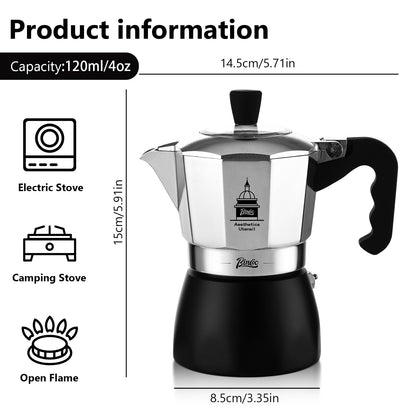 BINCOO Espresso Maker, Grecas De Cafe, Italian Coffee Pot Ideal for Kitchens & RV Travel, Full-Bodied Coffee with Ease & Style