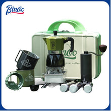 BINCOO Outdoor Coffee Utensils Set Espresso Moka Pot Coffee Beans Manual Grinder Set Camping Portable Best Gift