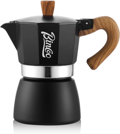 Bincoo Espresso Maker Stovetop, Moka Pot 6 Cups, Espresso Pot Classic Italian Coffee Maker,Single Safety Valve (White, 6 Cup)